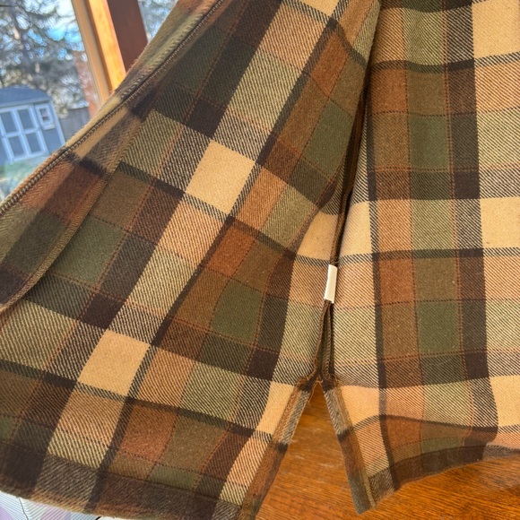 Jones Sport Brown/Green Plaid ZipUp Flannel Shacket Suede Elbow Patches Women Lg - Picture 10 of 10